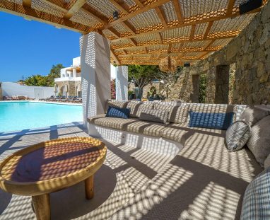 Villa Primadonna shaded pergola, Primadonna Villas Mykonos